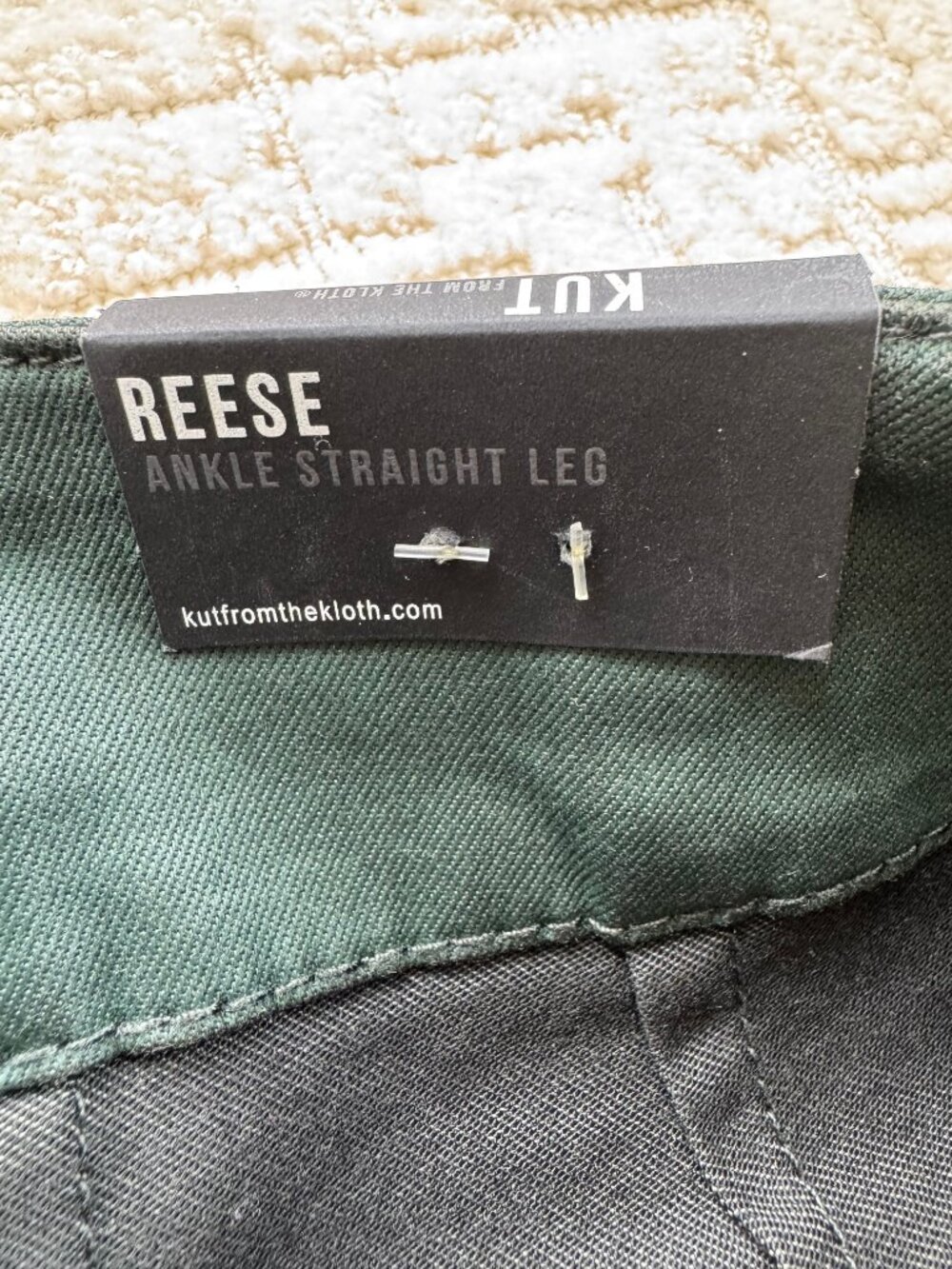 KUT from the Kloth Reese Coated Ankle Straight Pants Forest Green 4 NWT - Picture 10 of 16